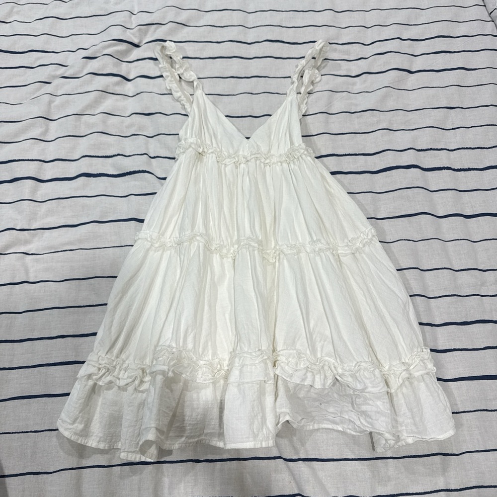 Princess Polly Cream Ruffled Dress